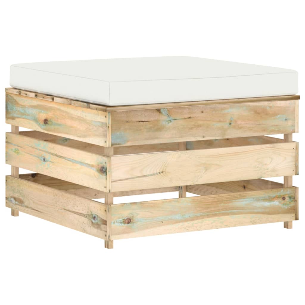 Ottomana Modulare con Cuscino in Legno Impregnato Verde