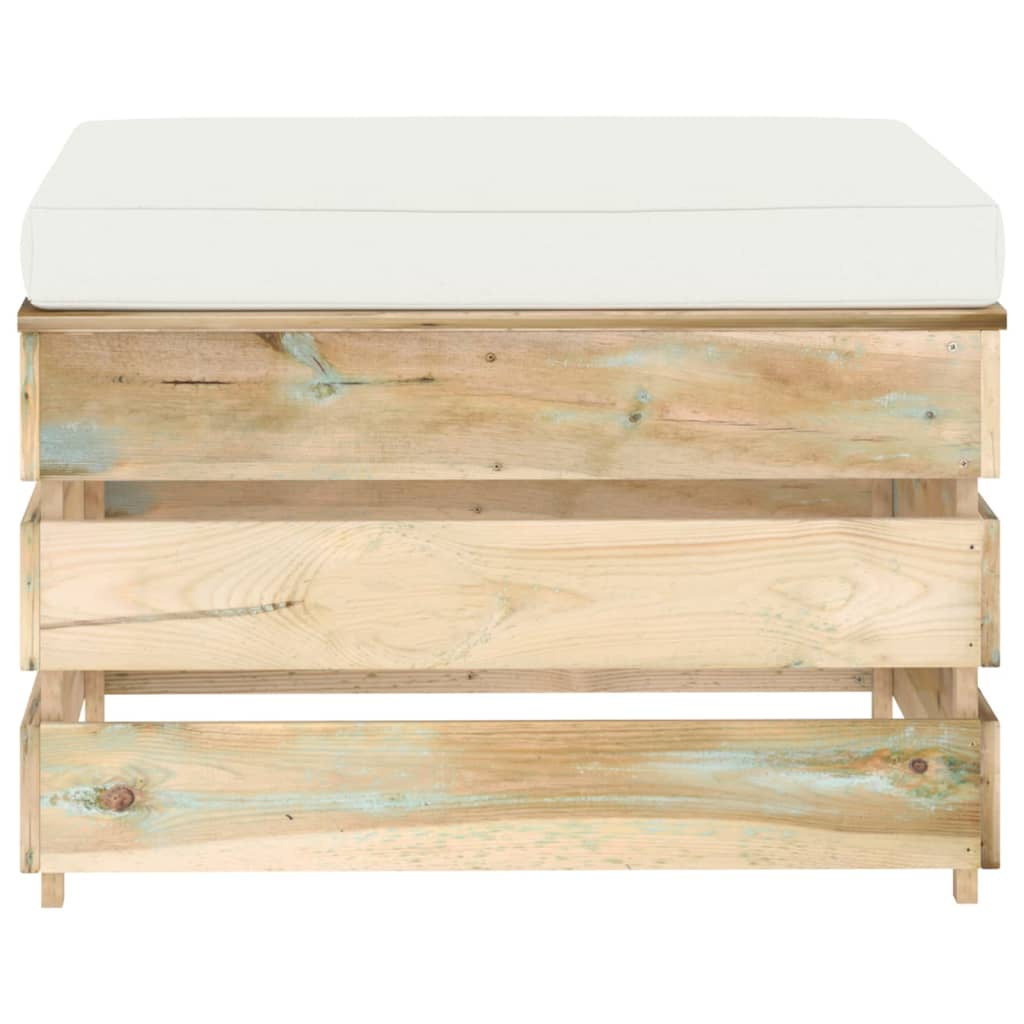 Ottomana Modulare con Cuscino in Legno Impregnato Verde