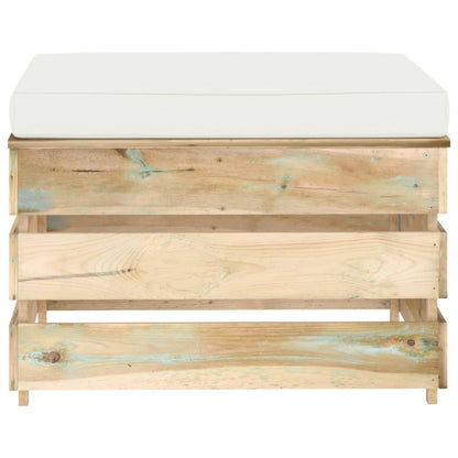 Ottomana Modulare con Cuscino in Legno Impregnato Verde