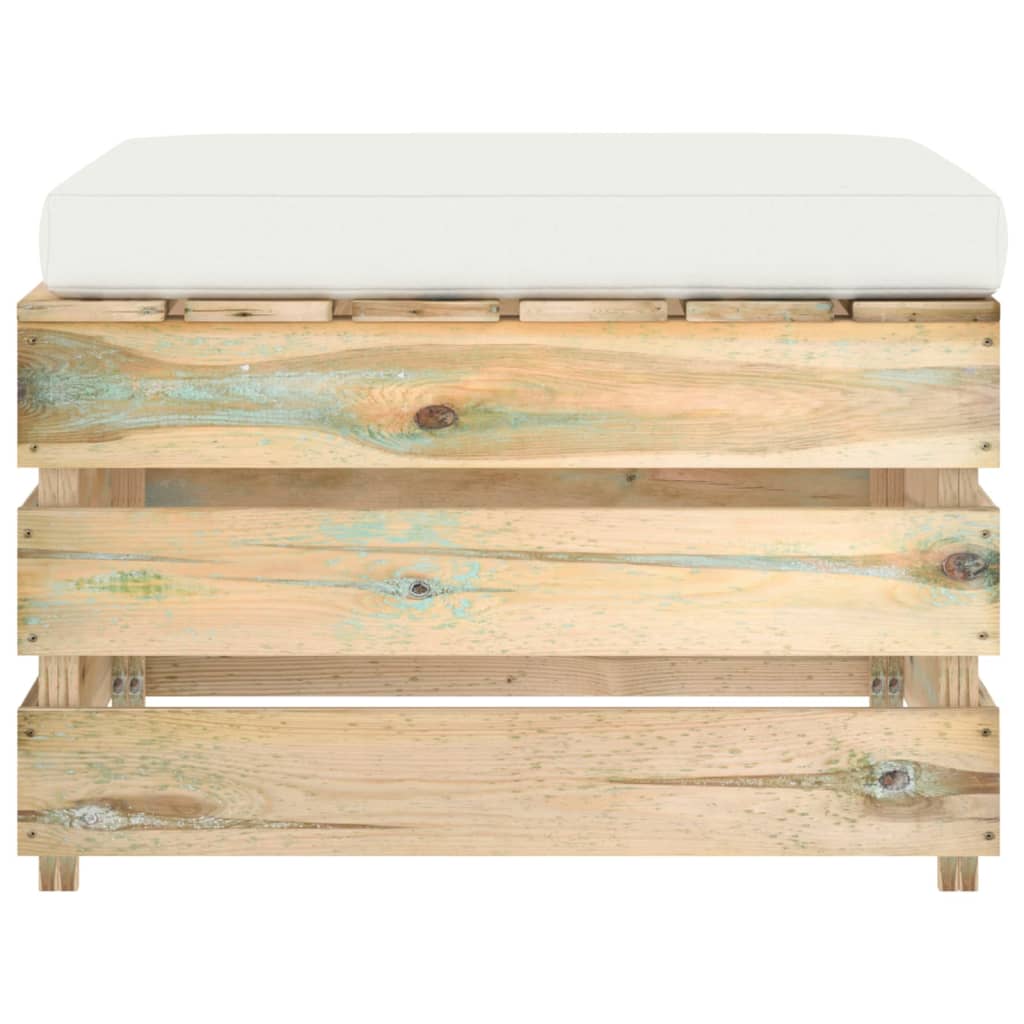 Ottomana Modulare con Cuscino in Legno Impregnato Verde