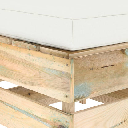 Ottomana Modulare con Cuscino in Legno Impregnato Verde