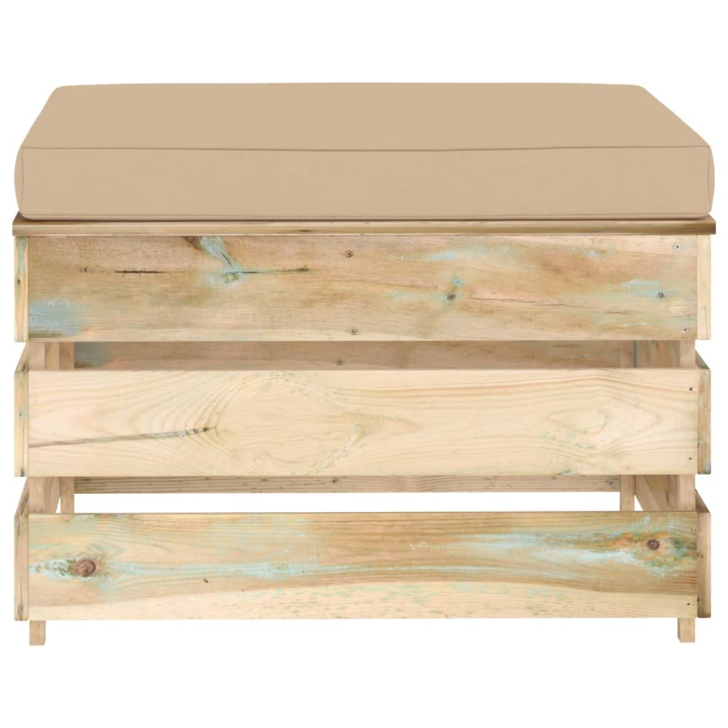 Ottomana Modulare con Cuscino in Legno Impregnato Verde
