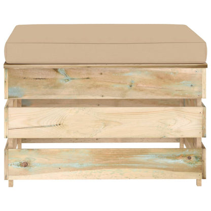Ottomana Modulare con Cuscino in Legno Impregnato Verde