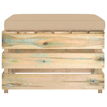 Ottomana Modulare con Cuscino in Legno Impregnato Verde