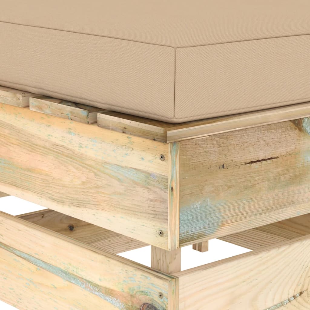 Ottomana Modulare con Cuscino in Legno Impregnato Verde