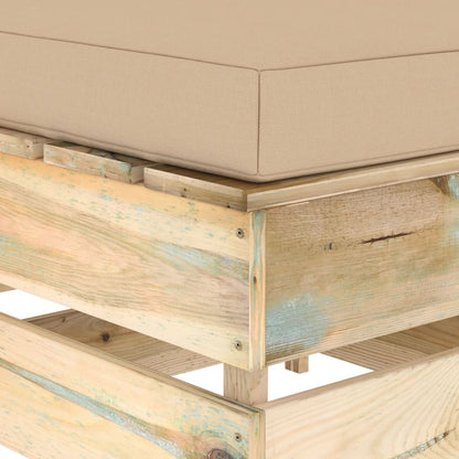 Ottomana Modulare con Cuscino in Legno Impregnato Verde