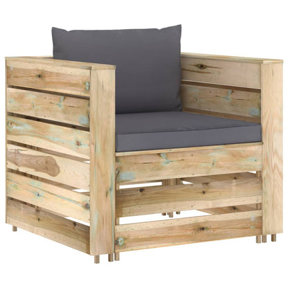 Set Salotto da Giardino 2pz con Cuscini Legno Impregnato Verde