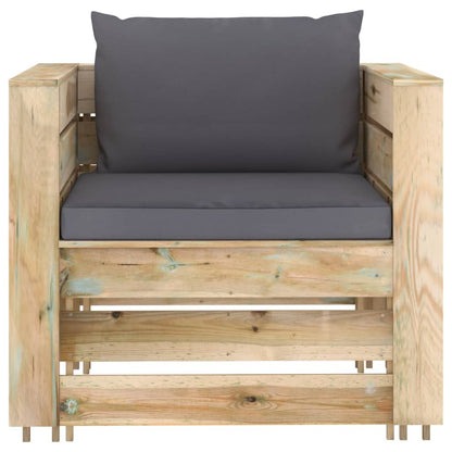 Set Salotto da Giardino 2pz con Cuscini Legno Impregnato Verde