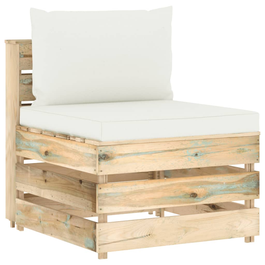 Set Salotto da Giardino con Cuscini 4 pz Legno Impregnato Verde