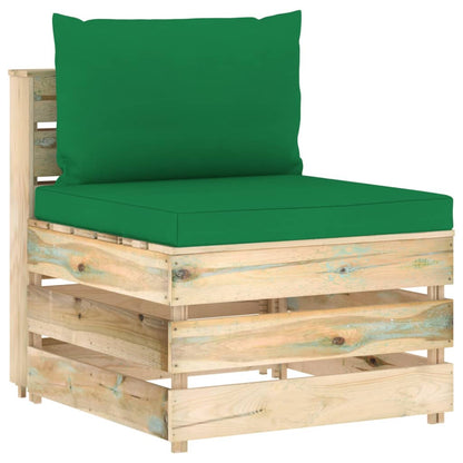 Set Salotto da Giardino con Cuscini 4 pz Legno Impregnato Verde