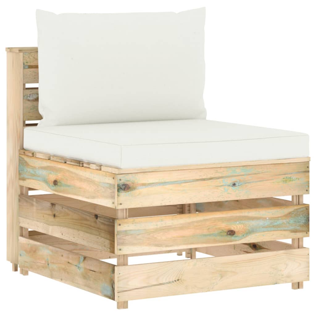 Set Salotto da Giardino con Cuscini 5 pz Legno Impregnato Verde
