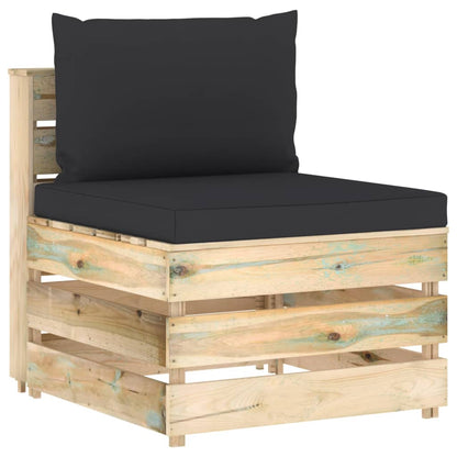 Set Salotto da Giardino con Cuscini 5 pz Legno Impregnato Verde