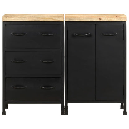 Credenza con 3 Cassetti e 2 Ante in Massello di Mango Grezzo