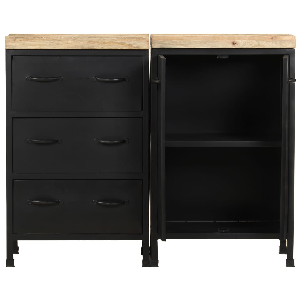 Credenza con 3 Cassetti e 2 Ante in Massello di Mango Grezzo