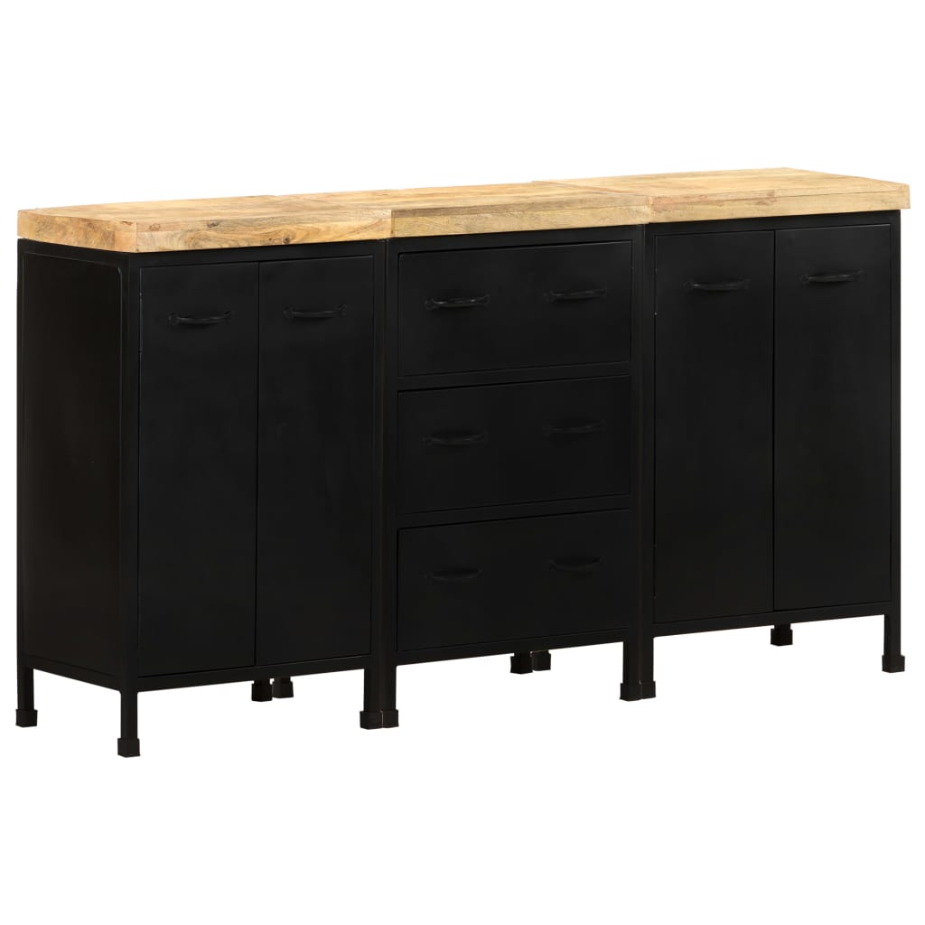 Credenza con 3 Cassetti e 4 Ante in Massello di Mango Grezzo