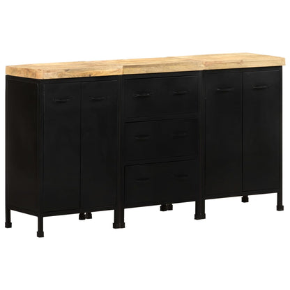 Credenza con 3 Cassetti e 4 Ante in Massello di Mango Grezzo
