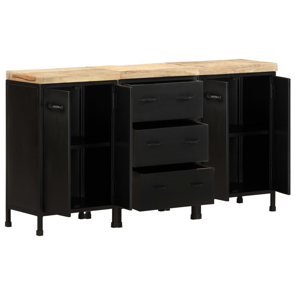 Credenza con 3 Cassetti e 4 Ante in Massello di Mango Grezzo
