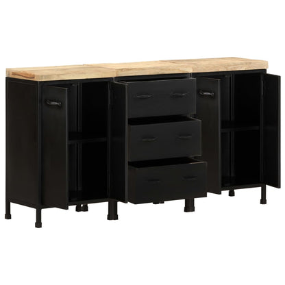 Credenza con 3 Cassetti e 4 Ante in Massello di Mango Grezzo