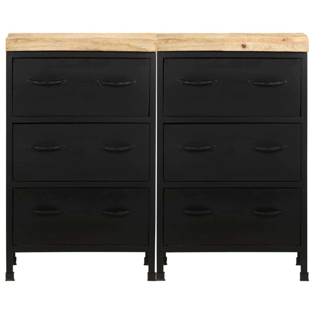 Credenza con 6 Cassetti in Legno di Mango Grezzo