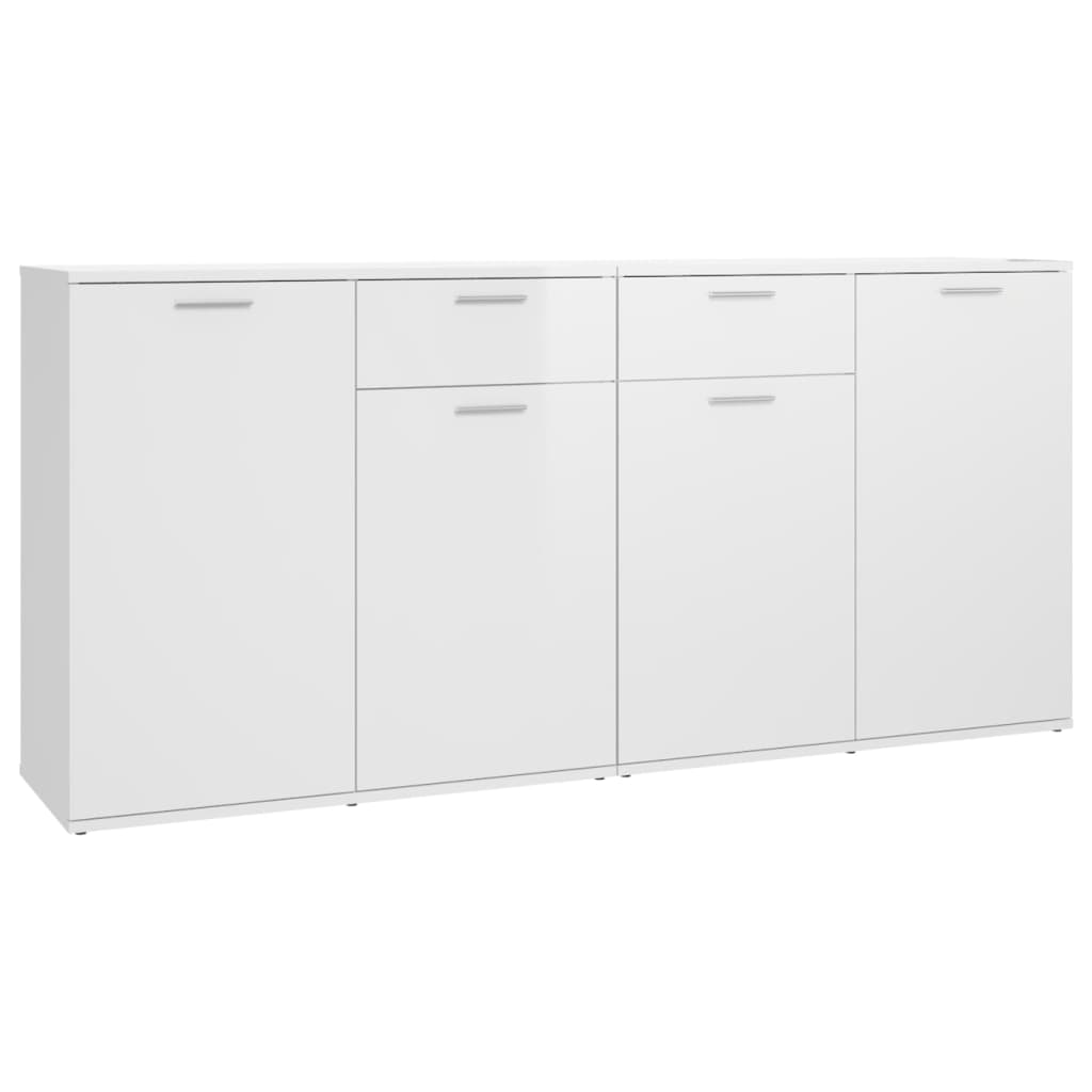 Credenza Bianco Lucido 160x36x75 cm in Legno Multistrato