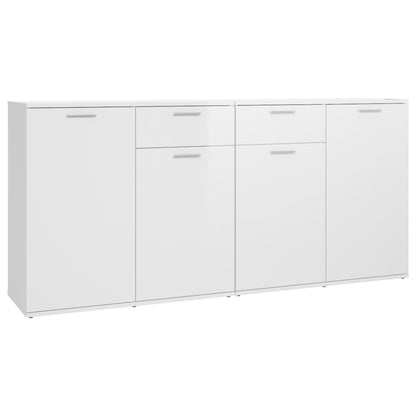 Credenza Bianco Lucido 160x36x75 cm in Legno Multistrato