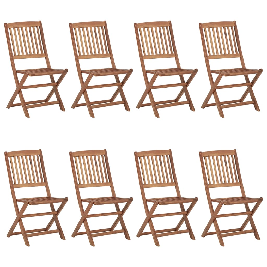 Sedie da Giardino Pieghevoli 8 pz con Legno Massello di Acacia