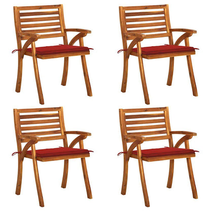 Sedie da Giardino con Cuscini 4 pz in Legno Massello di Acacia