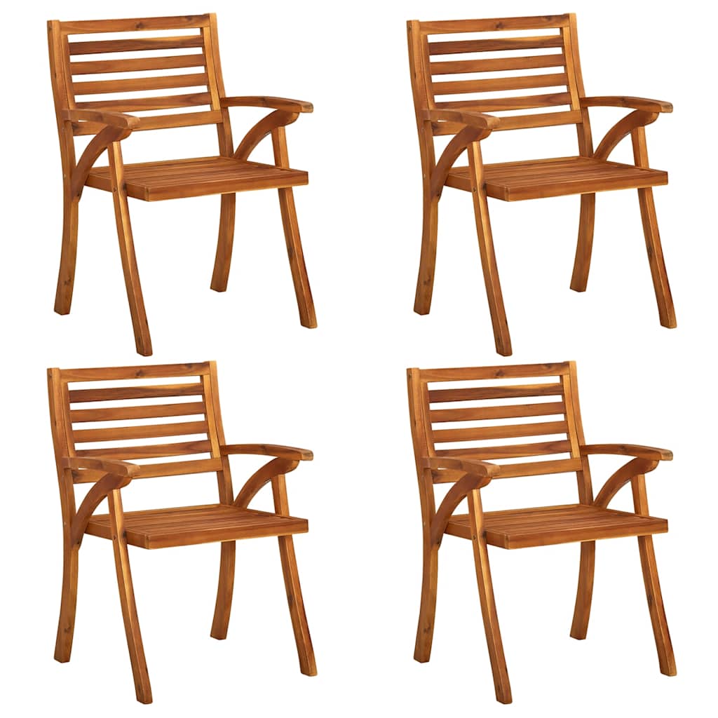 Sedie da Giardino con Cuscini 4 pz in Legno Massello di Acacia