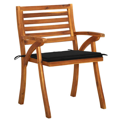Sedie da Giardino con Cuscini 4 pz in Legno Massello di Acacia