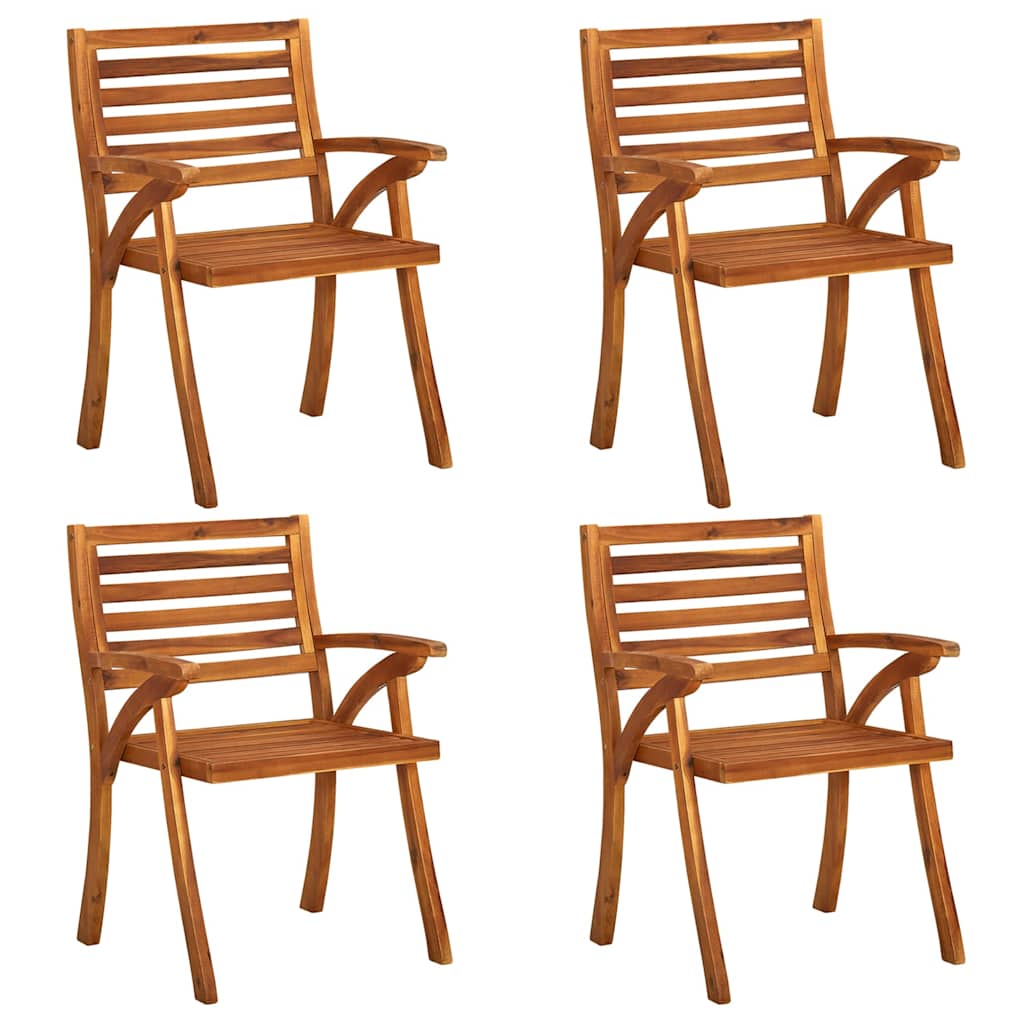Sedie da Giardino con Cuscini 4 pz in Legno Massello di Acacia