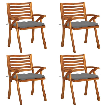 Sedie da Giardino con Cuscini 4 pz in Legno Massello di Acacia
