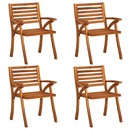 Sedie da Giardino con Cuscini 4 pz in Legno Massello di Acacia