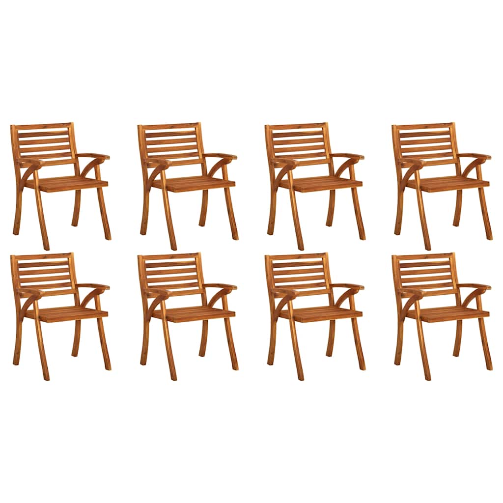 Sedie da Giardino con Cuscini 8 pz in Legno Massello di Acacia