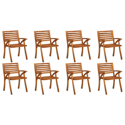 Sedie da Giardino con Cuscini 8 pz in Legno Massello di Acacia
