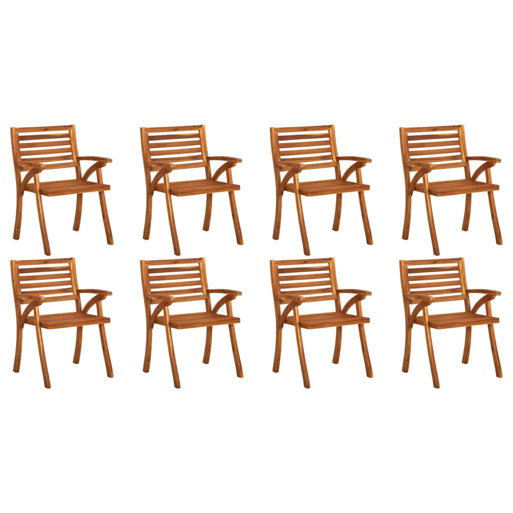 Sedie da Giardino con Cuscini 8 pz in Legno Massello di Acacia