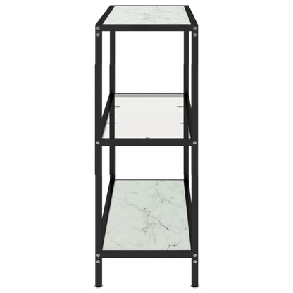 Scaffale Trasparente e Marmo Bianco 100x36x90cm Vetro Temperato