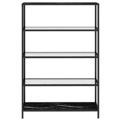 Scaffale Marmo Nero e Trasparente 100x36x168 cm Vetro Temperato