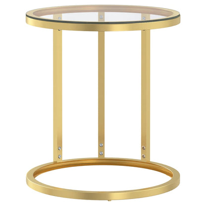 Tavolino Oro e Trasparente 45 cm in Vetro Temperato