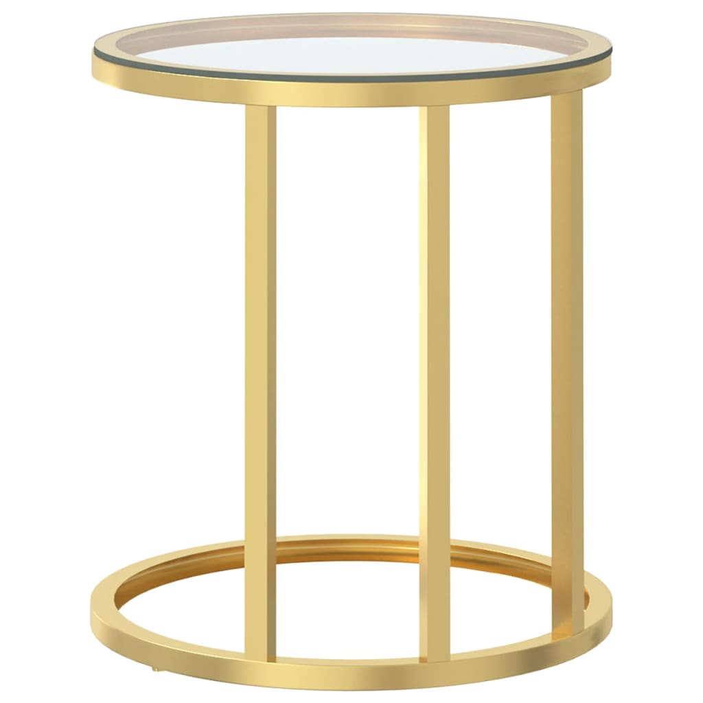 Tavolino Oro e Trasparente 45 cm in Vetro Temperato