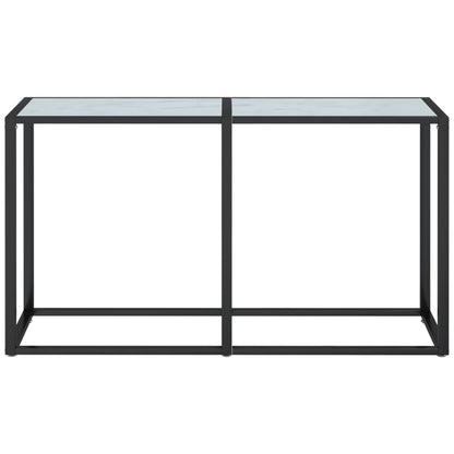 Tavolo Consolle Bianco Marmo 140x35x75,5 cm in Vetro Temperato