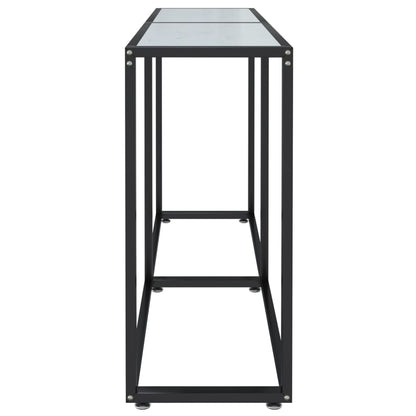 Tavolo Consolle Bianco Marmo 140x35x75,5 cm in Vetro Temperato