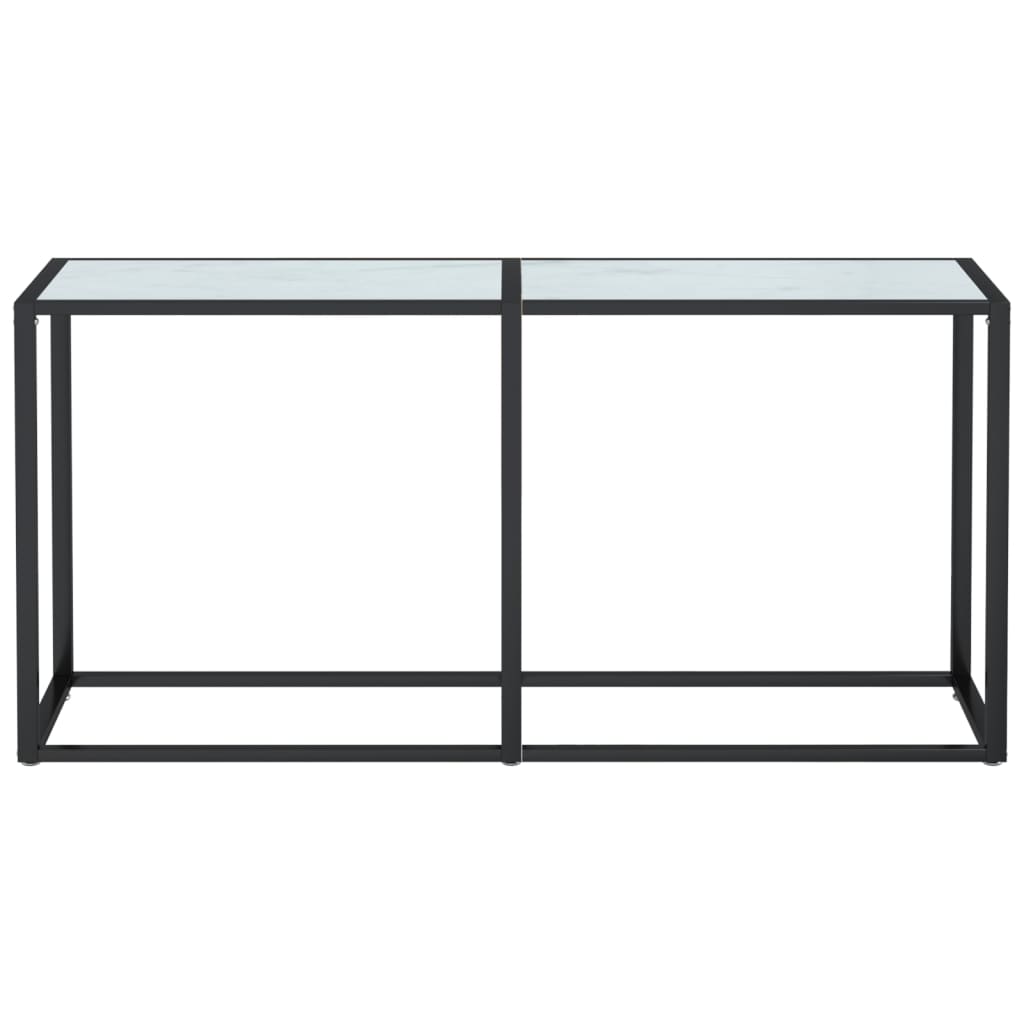 Tavolo Consolle Bianco Marmo 160x35x75,5 cm in Vetro Temperato