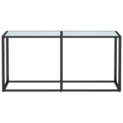 Tavolo Consolle Bianco Marmo 160x35x75,5 cm in Vetro Temperato