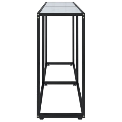 Tavolo Consolle Bianco Marmo 160x35x75,5 cm in Vetro Temperato