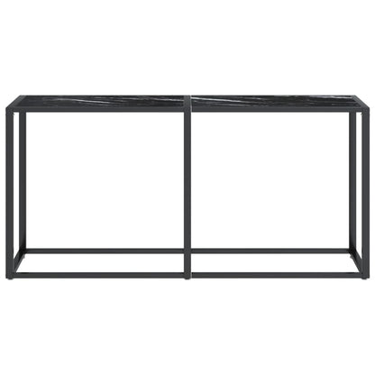 Tavolo Consolle Nero Marmo 160x35x75,5 cm in Vetro Temperato