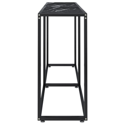 Tavolo Consolle Nero Marmo 160x35x75,5 cm in Vetro Temperato