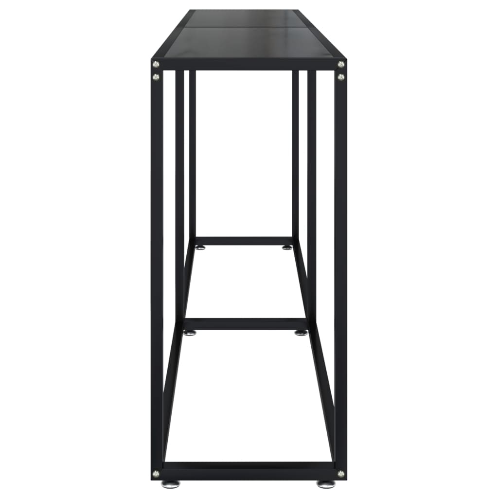 Tavolo Consolle Nero 180x35x75,5 cm in Vetro Temperato