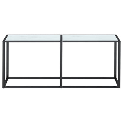 Tavolo Consolle Bianco Marmo 180x35x75,5 cm in Vetro Temperato