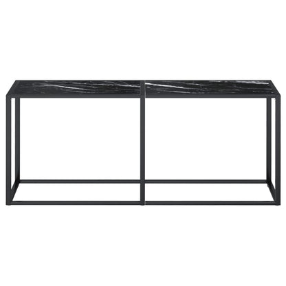 Tavolo Consolle Marmo Nero 180x35x75,5 cm in Vetro Temperato