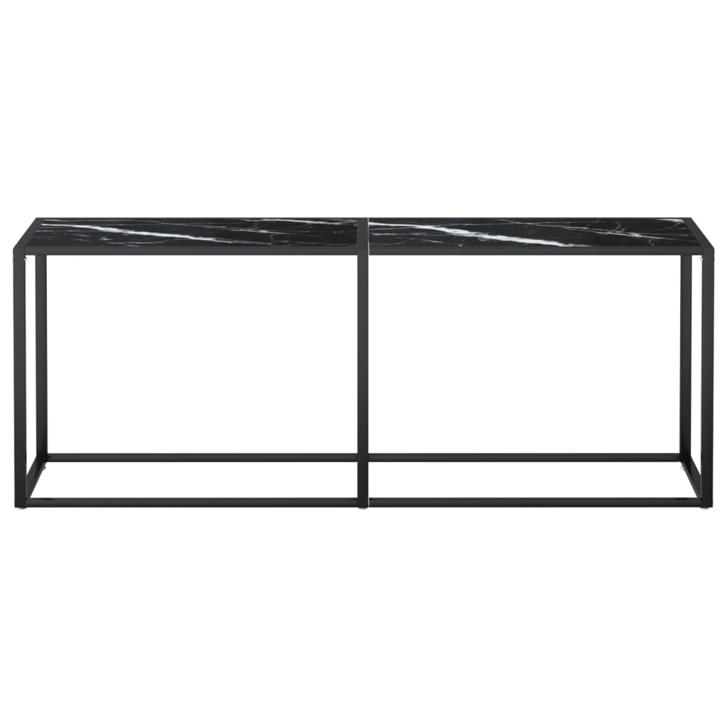 Tavolo Consolle Marmo Nero 180x35x75,5 cm in Vetro Temperato